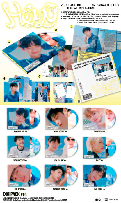 ZEROBASEONE 3rd Mini Album [YOU HAD ME AT HELLO] (Digipack Version - RANDOM)