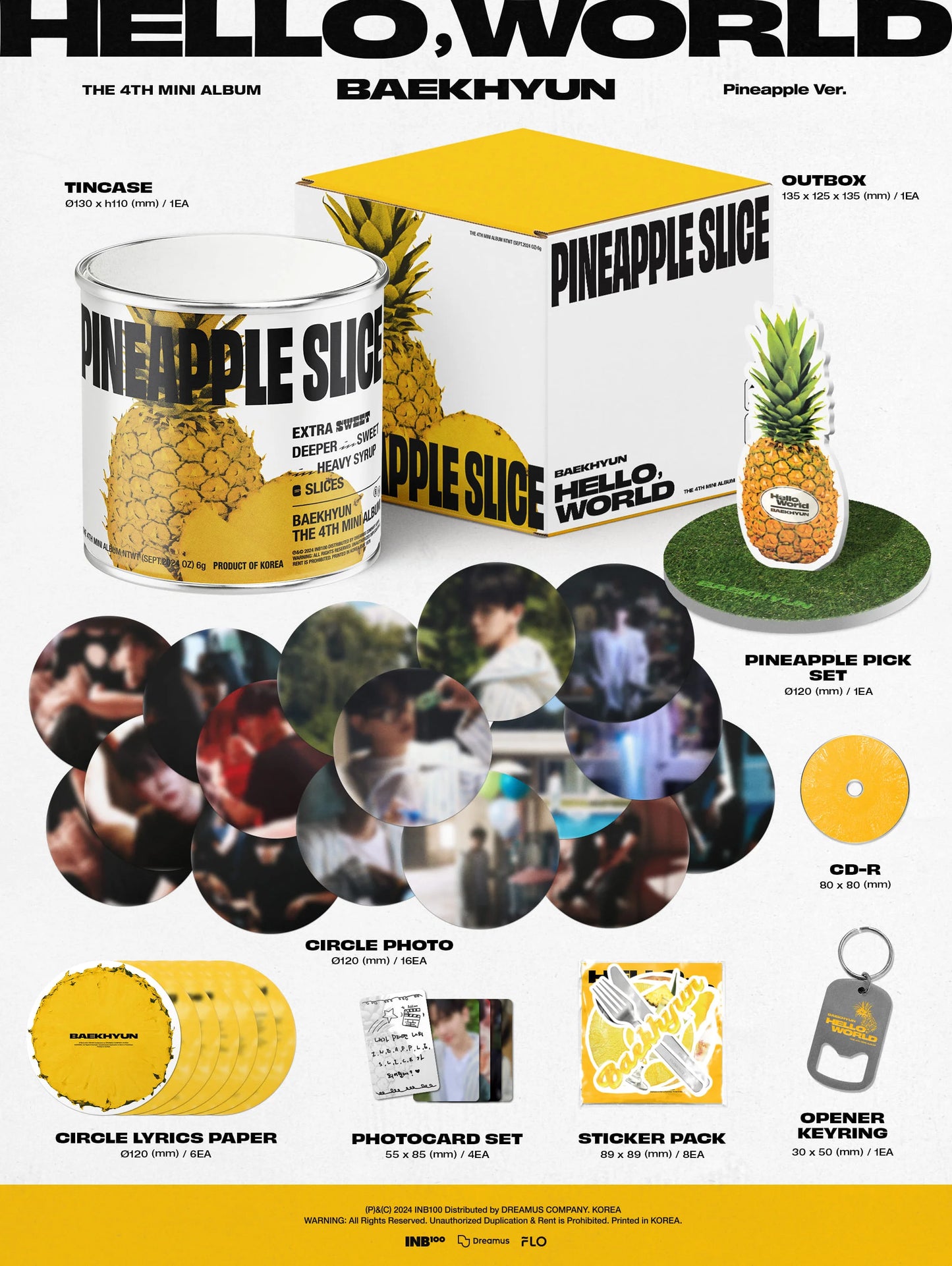 BAEKHYUN 4th Mini Album [Hello, World] (Pineapple Version - Limited) - details