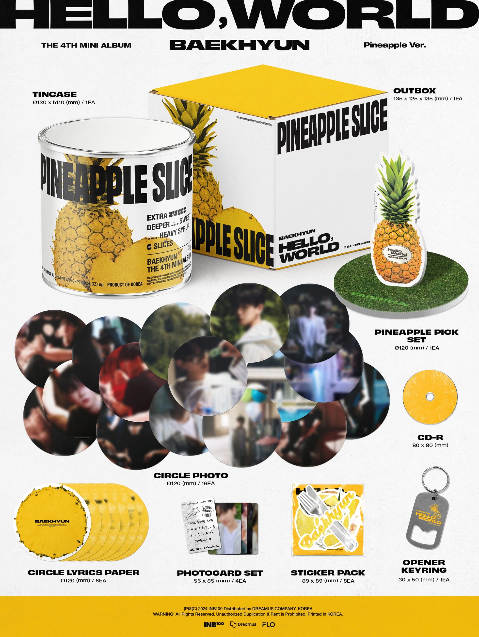 BAEKHYUN 4th Mini Album [Hello, World] (Pineapple Version - Limited) - details