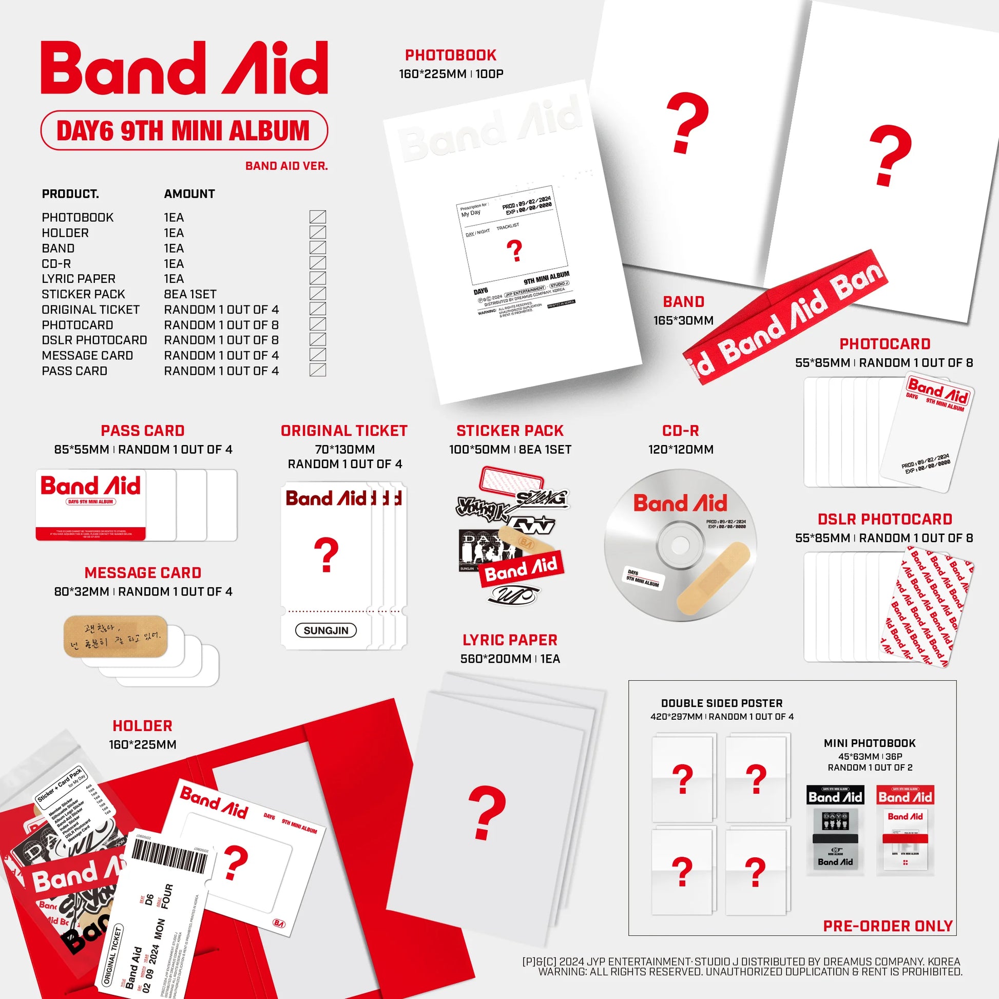 DAY6 9th Mini Album [Band Aid] - rock band version details