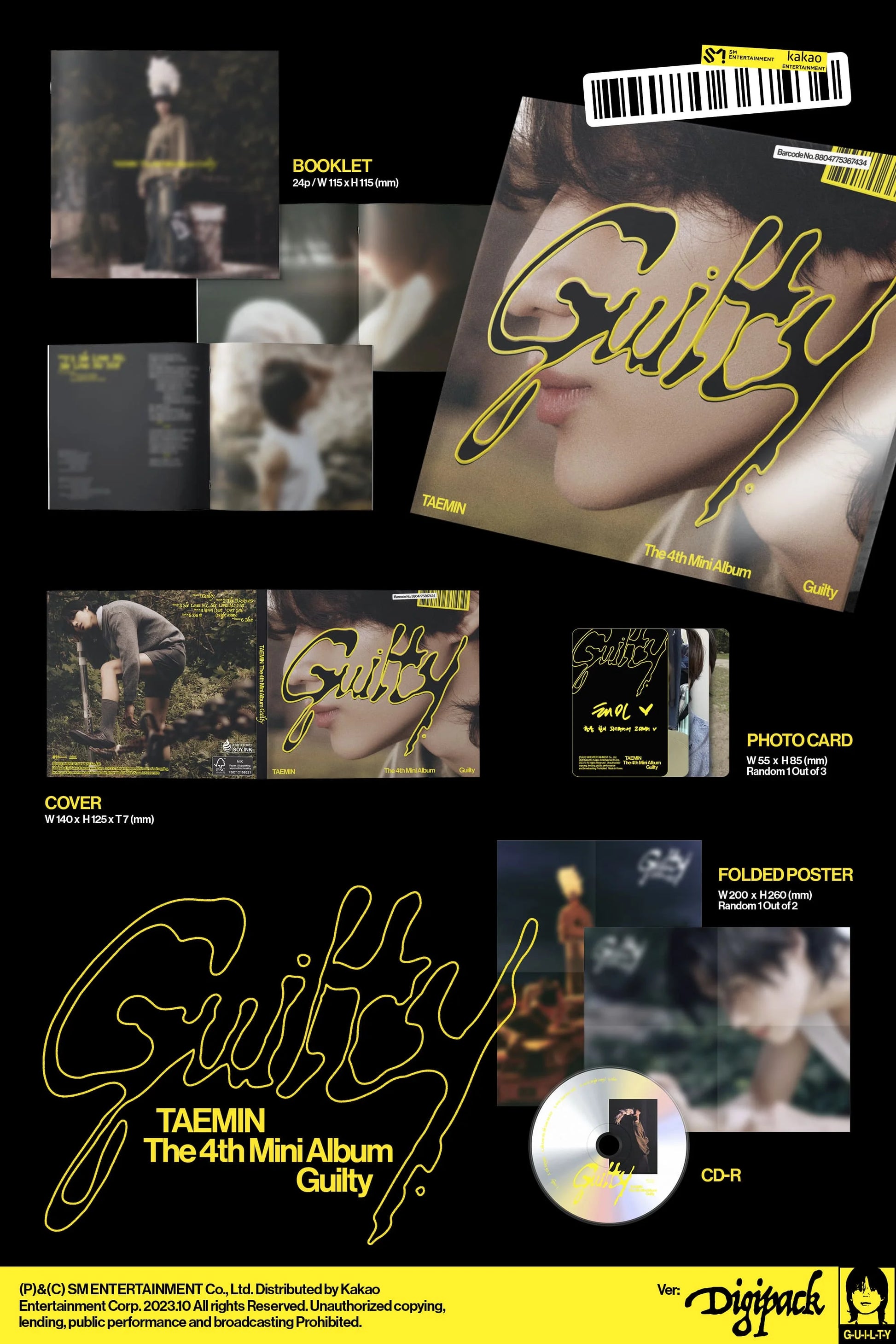 TAEMIN 4th Mini Album [Guilty] (Digipack Version) - details