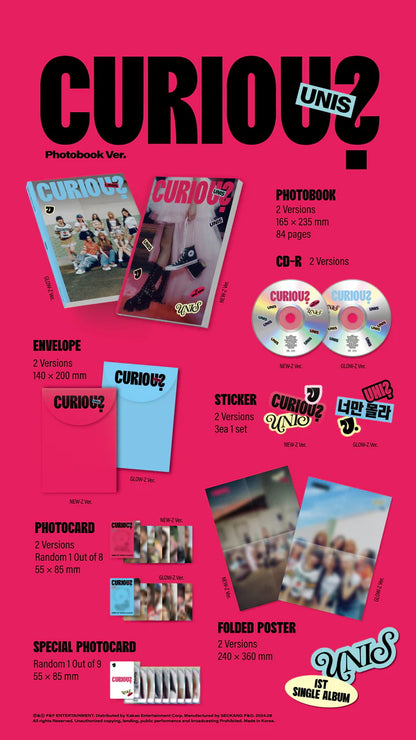 UNIS 1st Single Album [CURIOUS] (Photobook Version) - details